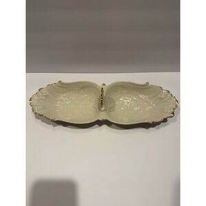 Lenox Double Relish Dish with Handle Ivory Gold Trim 16" Made in USA